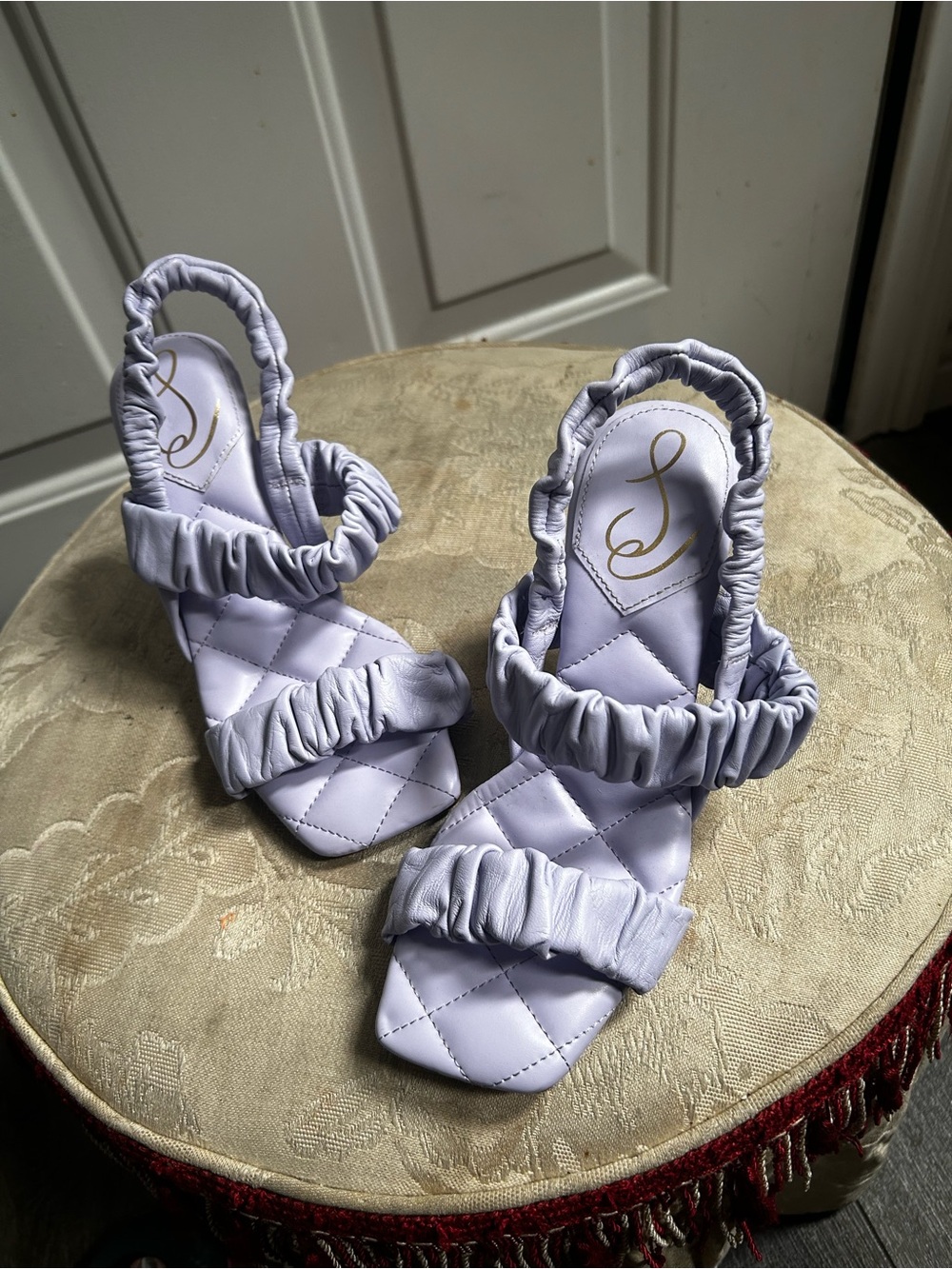 Sam Edelman light Lavender Marlena Ruffled Slingback sandals Sz 7
